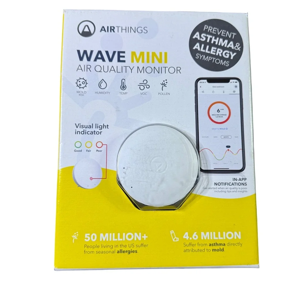 Airthings Wave Mini‎ Air Quality Monitor Prevent Asthma Allergy Mold Humidity